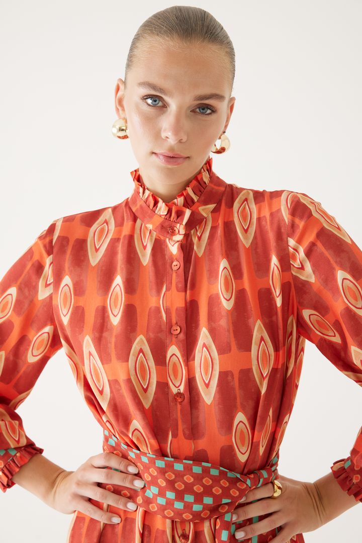 Geometrik Desenli Elbise