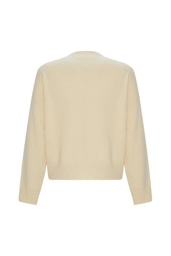 Bisiklet Yaka Kristal Taş El İşli Regular Yün Triko Kazak