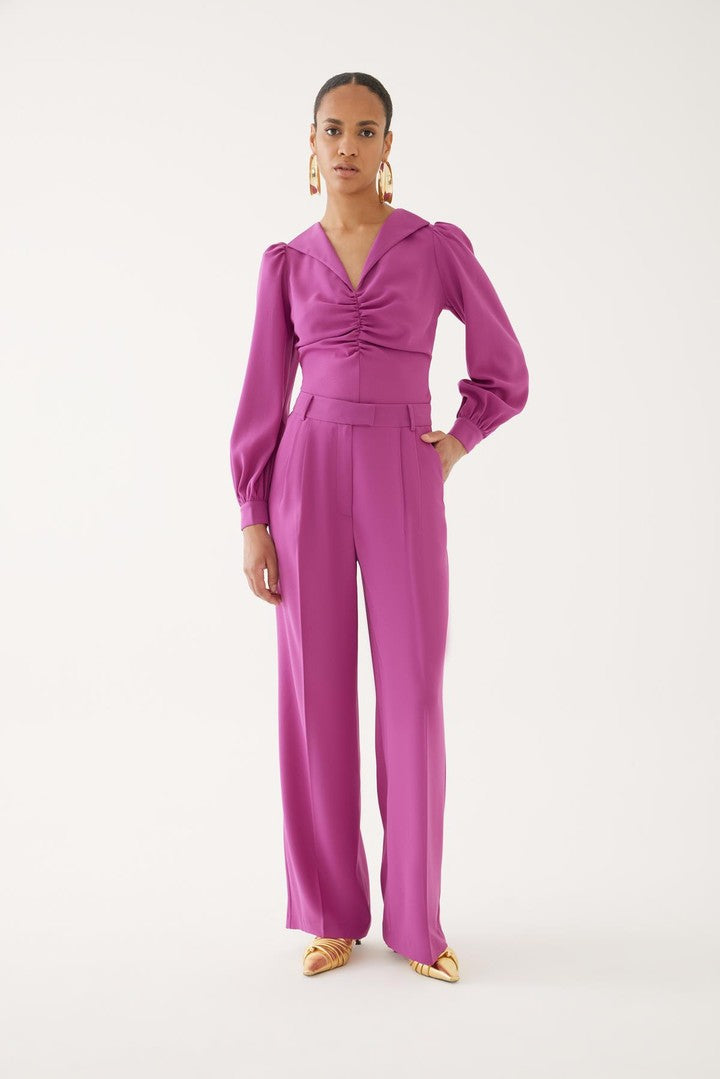 Büzgülü V Yaka Bluz