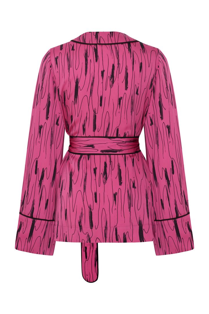 Kuşaklı Desenli Regular Ceket