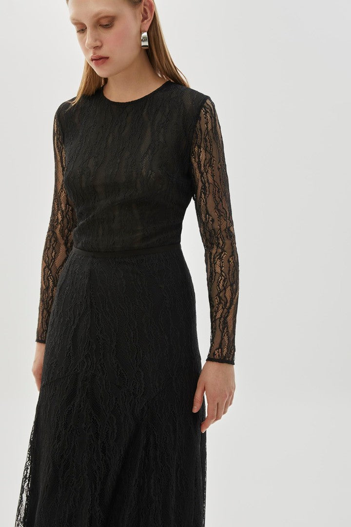 Maxi Boy Dantel Regular Siyah Etek