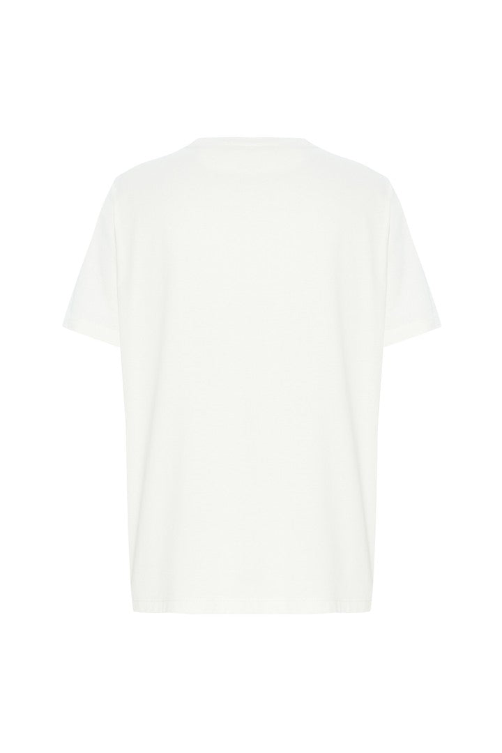 Yakası İşlemeli Taş Detaylı Pamuk Regular Kemik Tişört