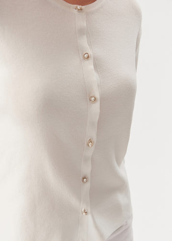 Ekru Regular Triko Hırka