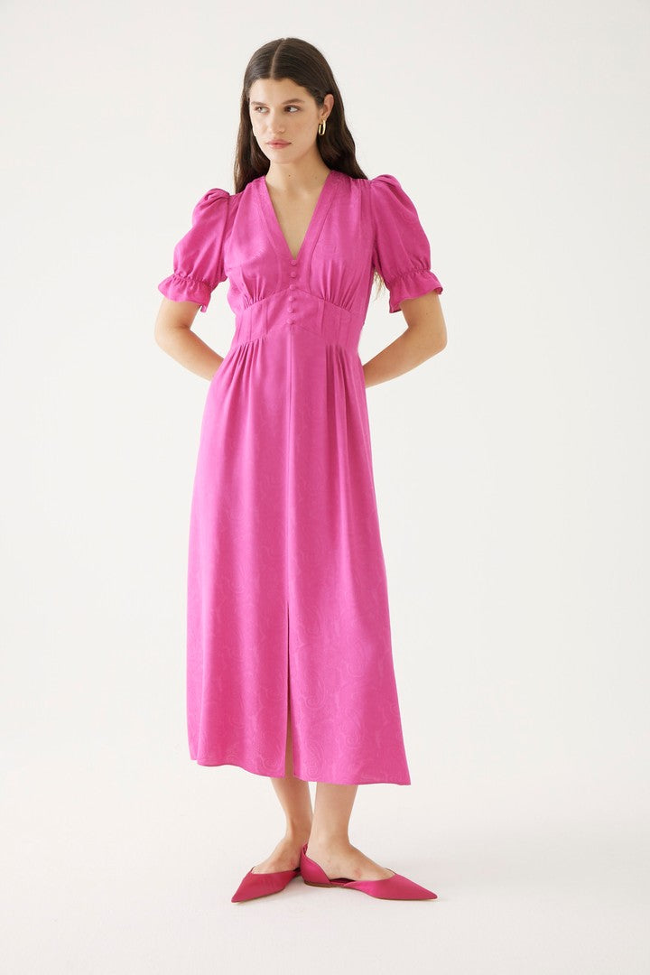 V Yaka Yırtmaç Detaylı Regular Elbise