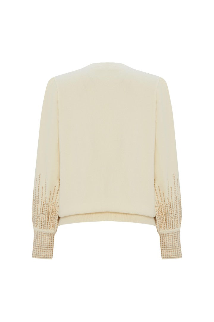 Kolları Taş İşlemeli Triko Kazak