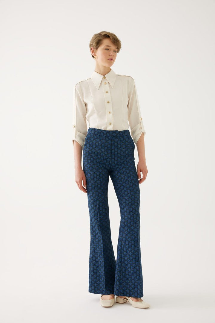 Desenli Slim Fit Pantolon
