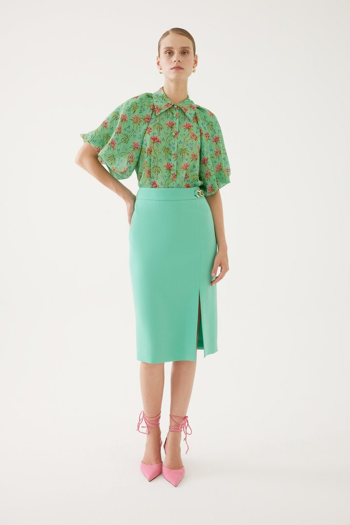 Yırtmaçlı ve Beli Zincir Detaylı Etek