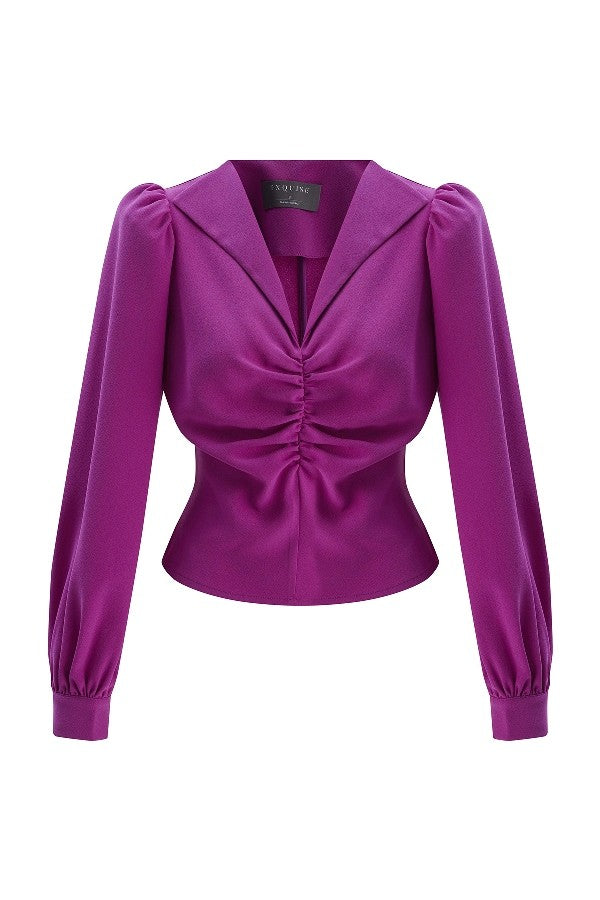 Büzgülü V Yaka Bluz