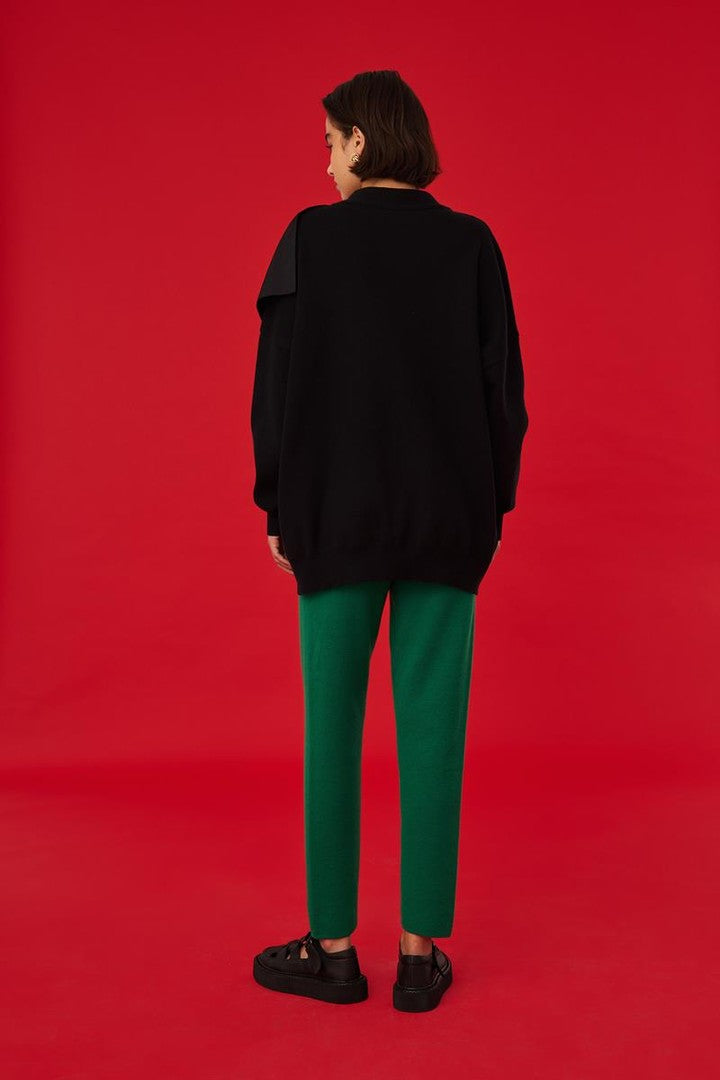 Düğmeli Fırfır Detaylı Triko Hırka