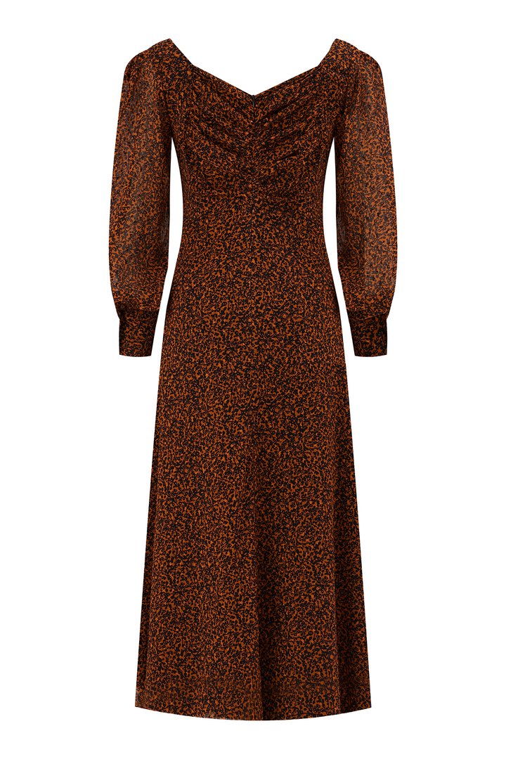 Kalp Yaka Desenli Regular Elbise