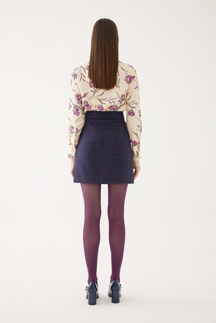 Kare Desenli Mini Etek