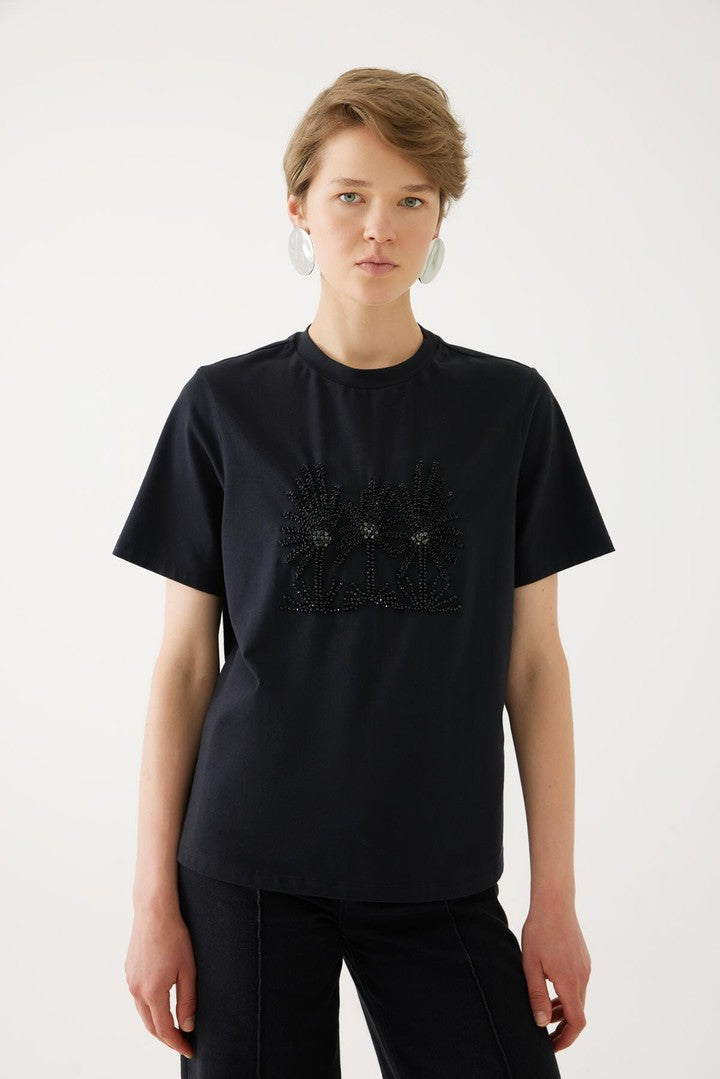 Taş İşlemeli Örme Bluz