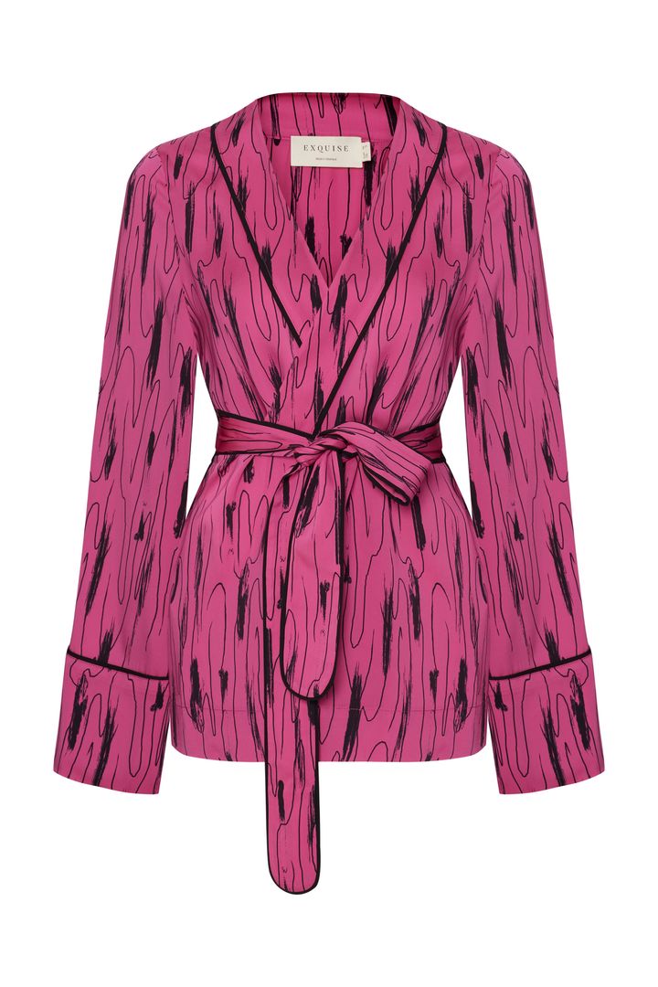 Kuşaklı Desenli Regular Ceket