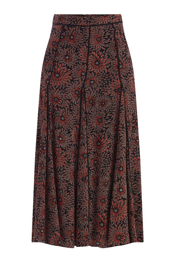 Çiçek Desenli Parçalı Etek