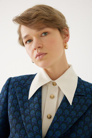 Slim Fit Desenli Ceket