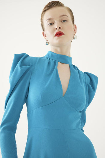 Karpuz Kol Midi Elbise