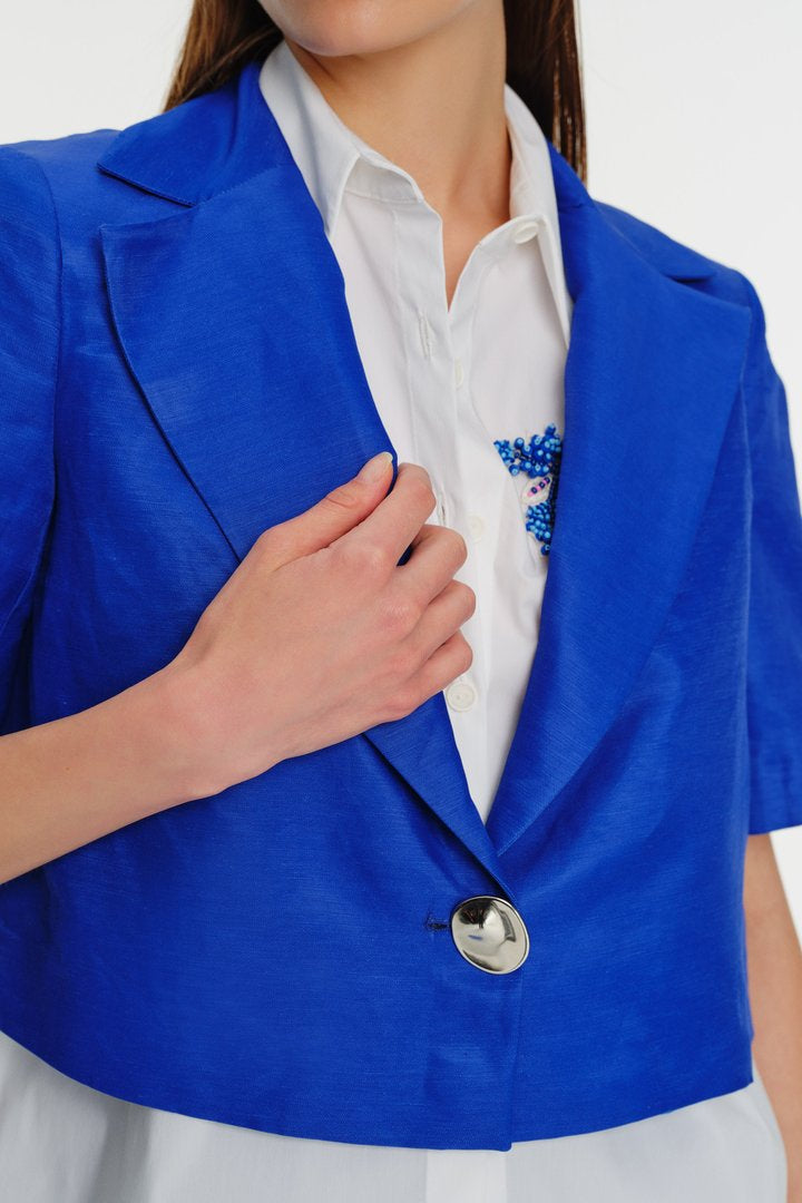 Kısa Kol Tek Düğme Kısa Ceket