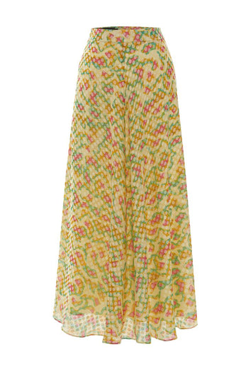 Astarlı ve Renkli Puantiyelerle Süslenmiş Etek