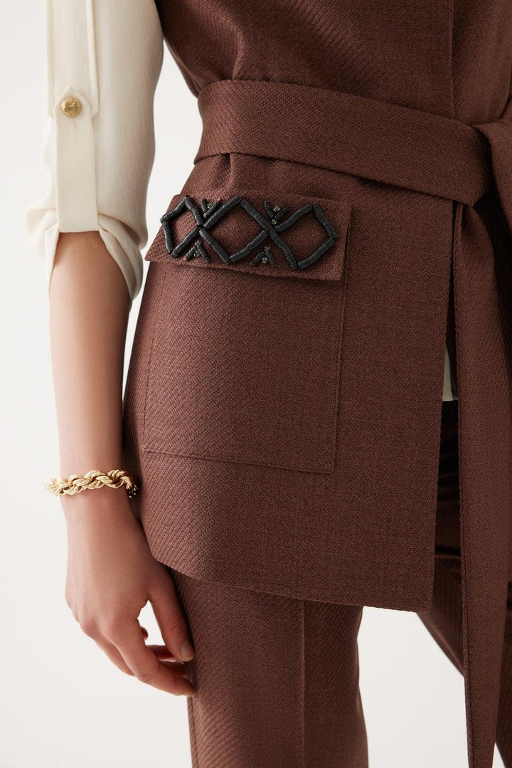 Çift Cepli Kuşaklı Yelek