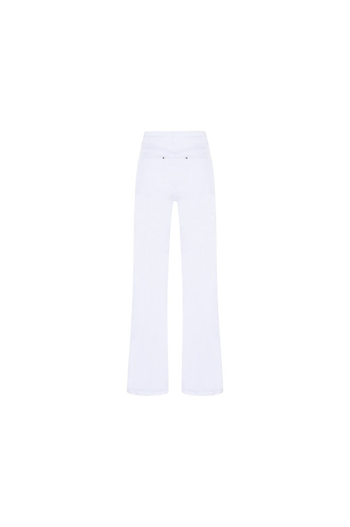 Pamuklu Beyaz Yüksek Bel Regular Fit Denim Pantolon
