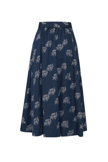 Çiçek Desenli Kemerli Midi Boy Etek