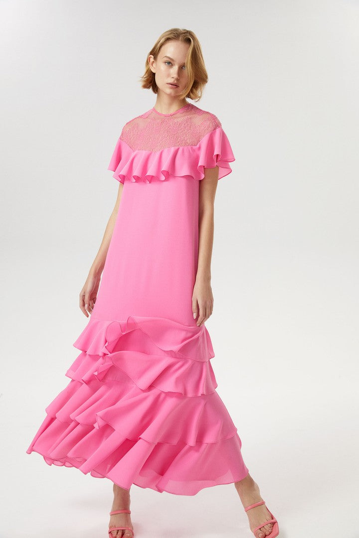 Desenli Bisiklet Yaka Elbise