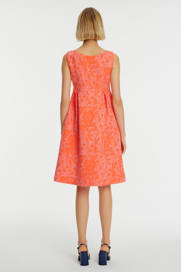 Çiçek Desenli Fiyonk Detaylı Pileli Elbise