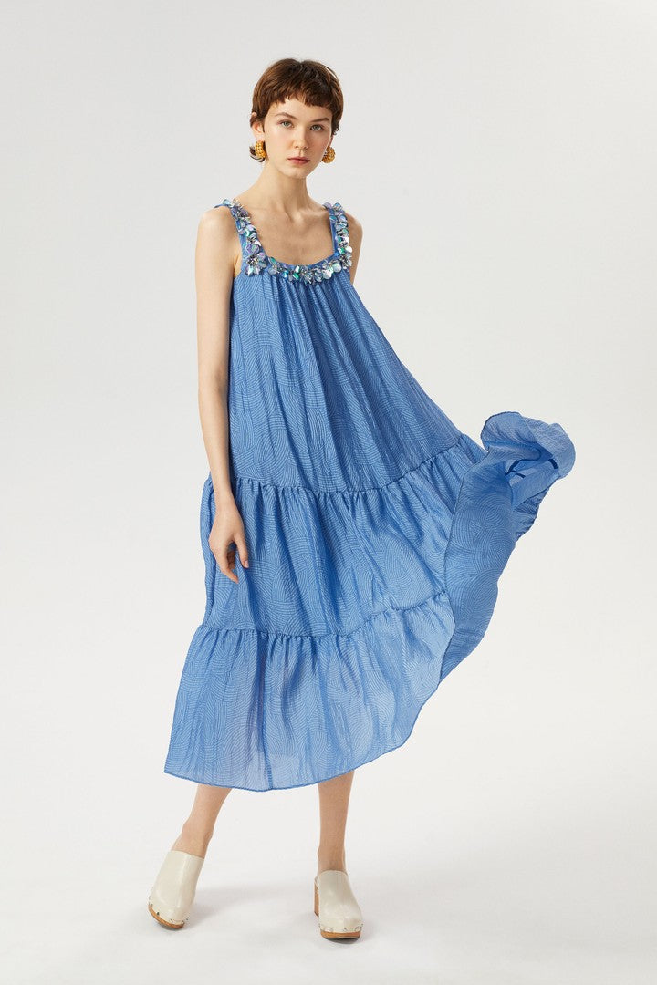 Kare Yaka Maxi Elbise