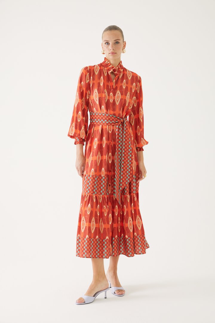 Geometrik Desenli Elbise