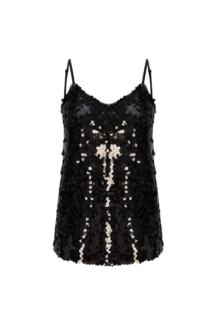 Askılı Siyah Payet Bluz