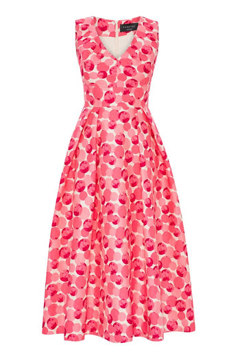 Pembe Soyut Desenli Elbise