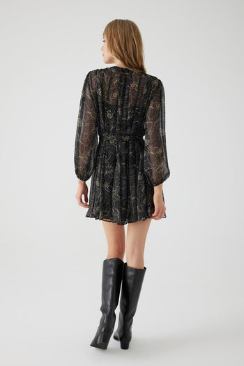 Şifon Kuşaklı Geniş Form Mini Elbise