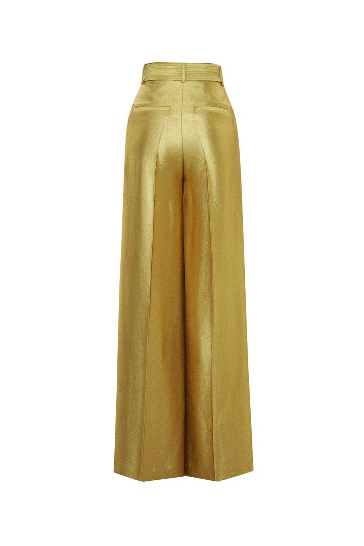 Beli Kuşaklı Regular Gold Pantolon