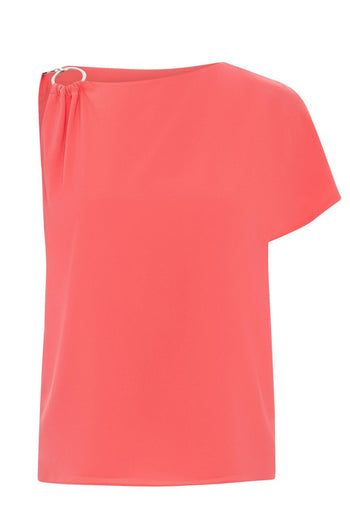 Tek Omuzlu ve Kayık Yakalı Polyester Bluz