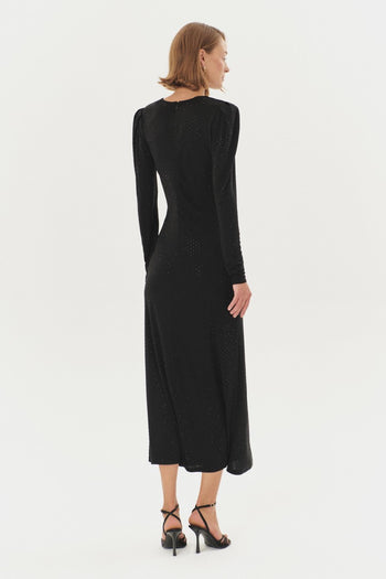 Düğüm Detaylı Midi Regular Siyah Elbise