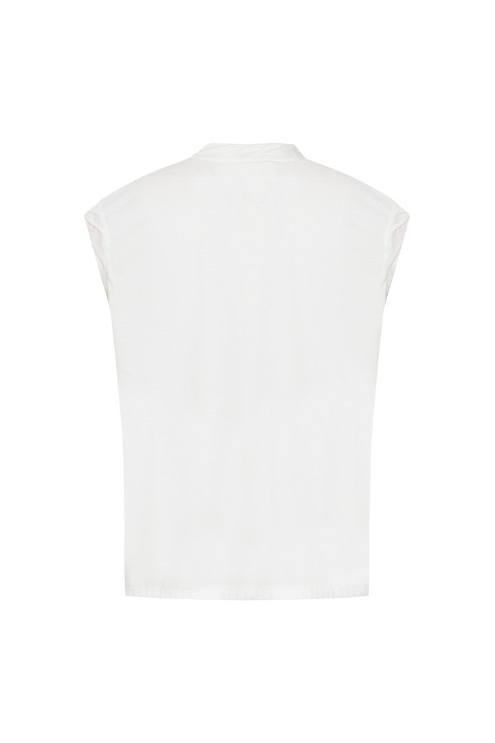 Taşlı Bisiklet Yaka Regular Ekru Tişört