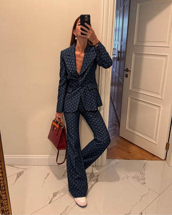 Slim Fit Desenli Ceket