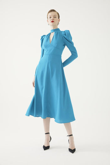 Karpuz Kol Midi Elbise