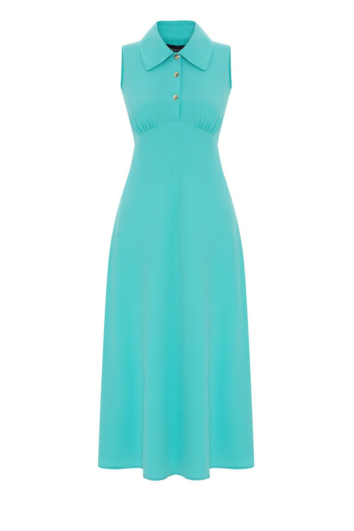 Yakalı ve Düğmeli Klasik Elbise Tasarımı