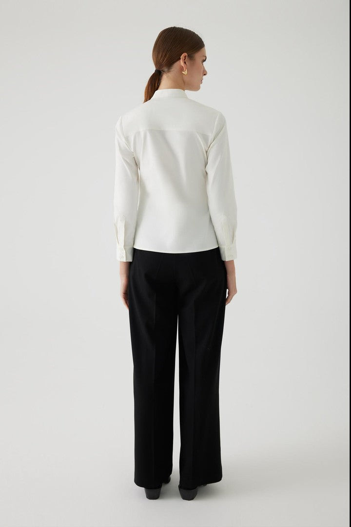 Likralı Pamuk Slim Fit Kemik Gömlek