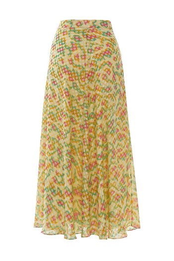 Astarlı ve Renkli Puantiyelerle Süslenmiş Etek