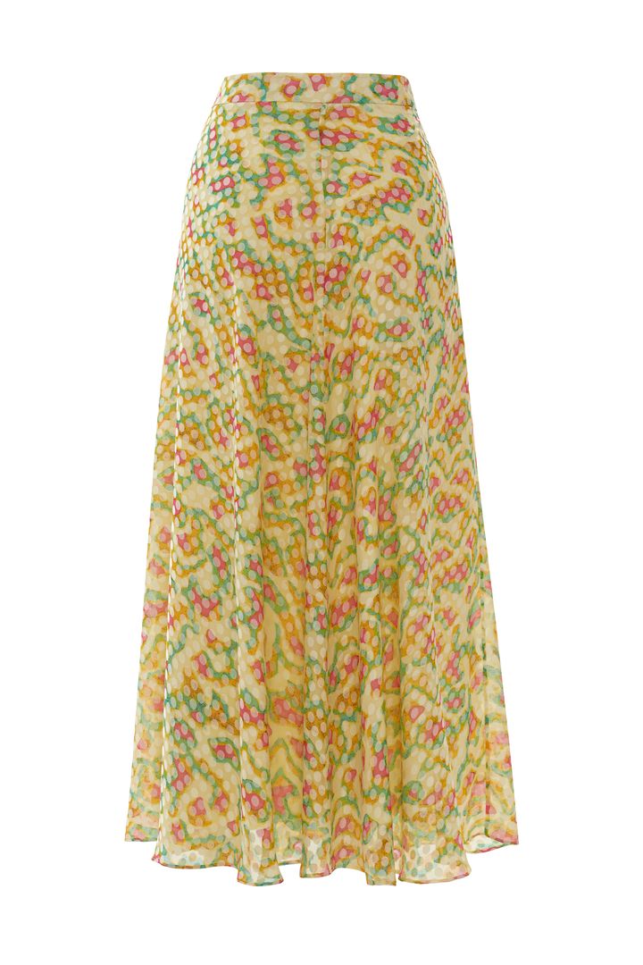 Astarlı ve Renkli Puantiyelerle Süslenmiş Etek