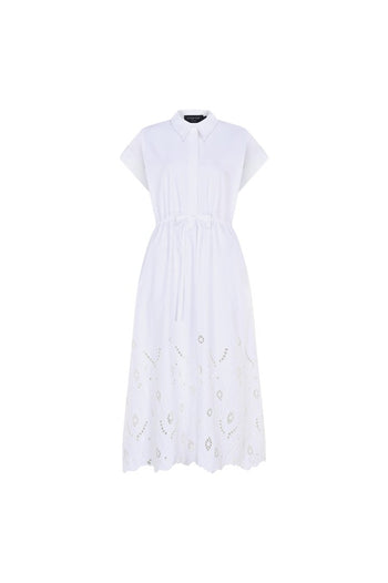 Düşük Kol Fisko Detaylı Pamuklu Rahat Kalıp Elbise