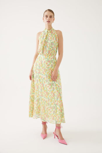 Astarlı ve Renkli Puantiyelerle Süslenmiş Etek