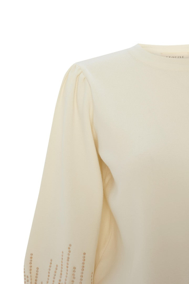 Kolları Taş İşlemeli Triko Kazak