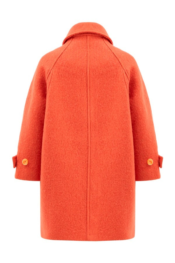 Yünlü Taşlı Düğmeli Manto