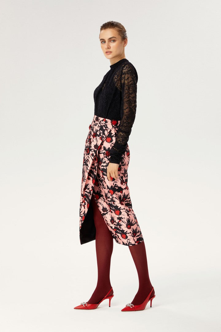 Kruvaze Çiçekli Etek