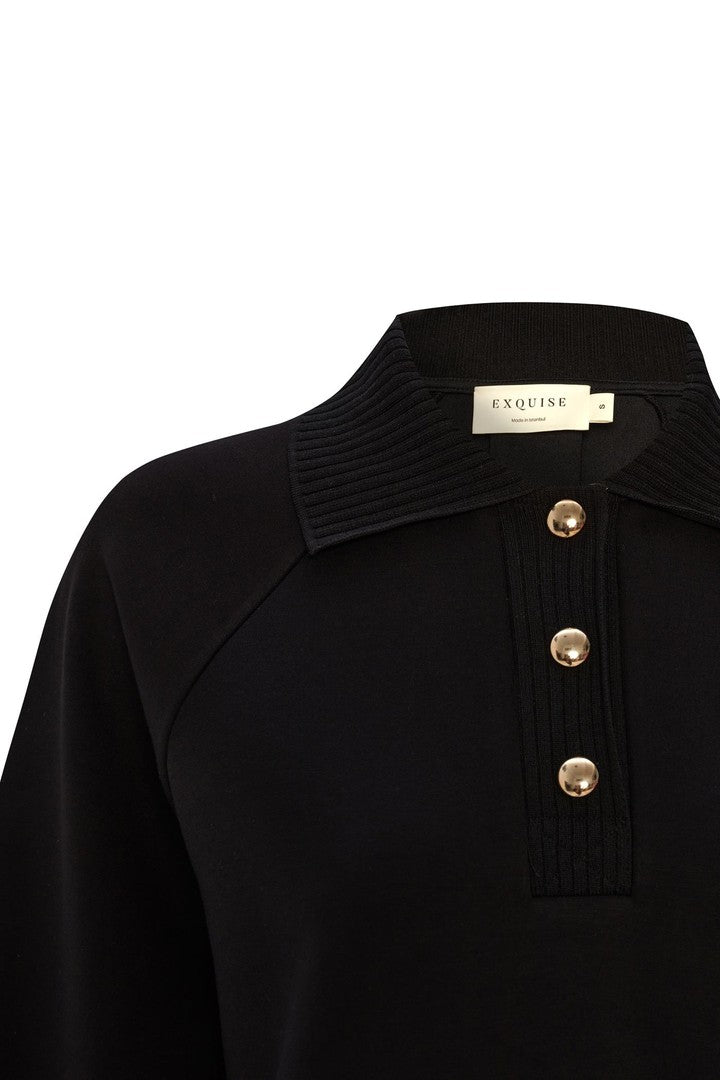 Polo Yaka Regular Örme Sweatshirt