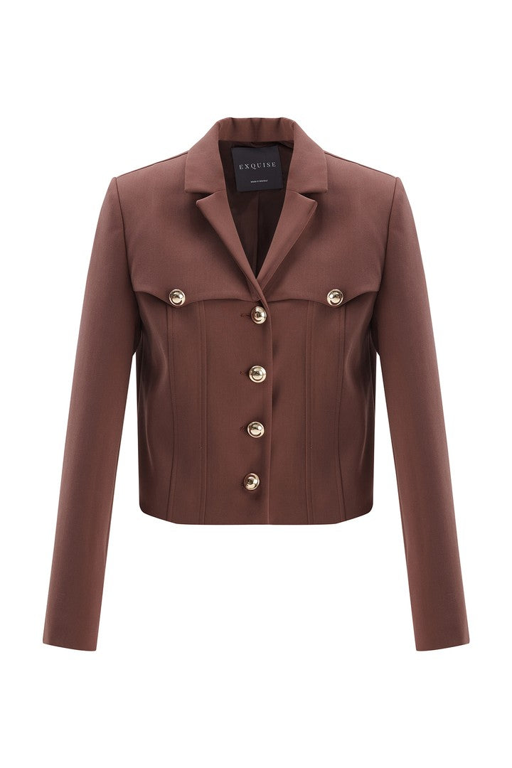 Düğme Detaylı Slim Fit Ceket