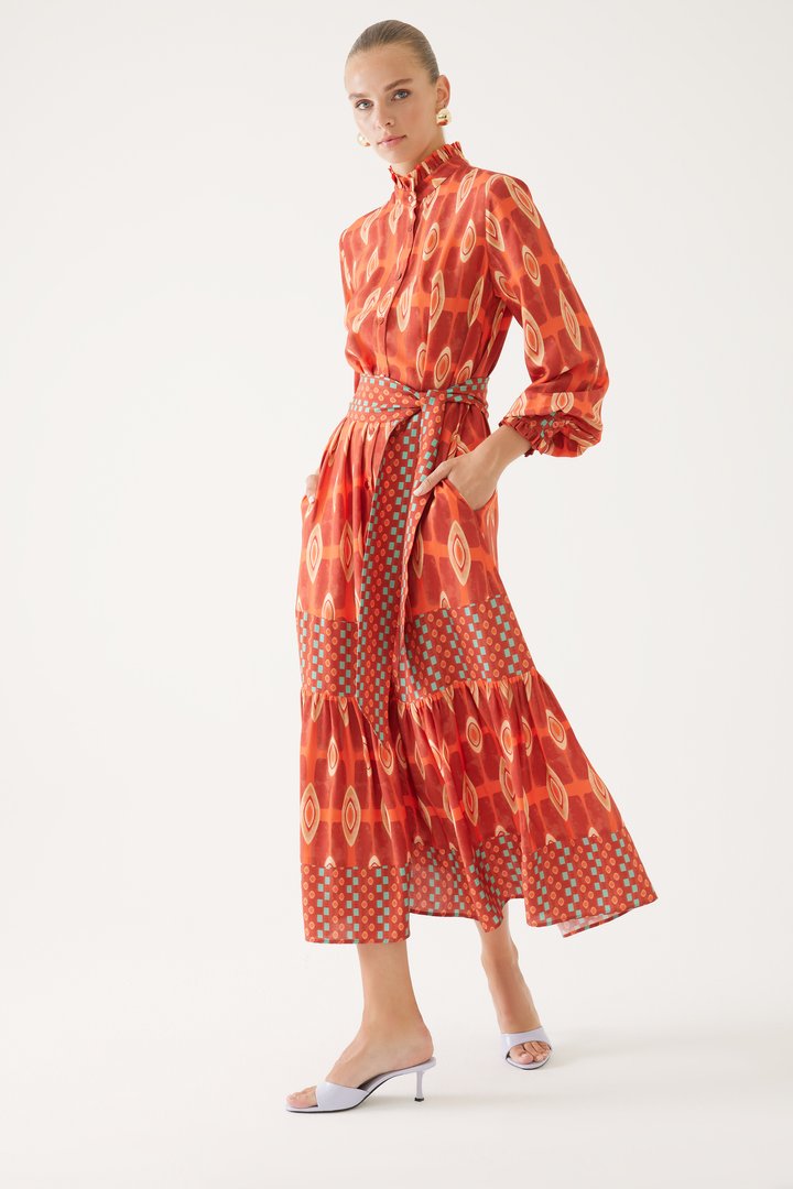 Geometrik Desenli Elbise